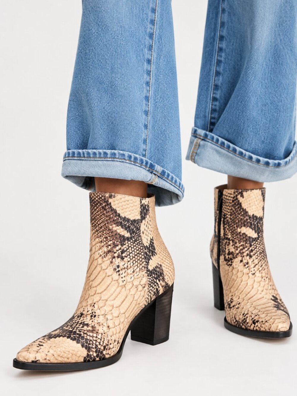 Free People x Jeffrey Campbell Flynn Snakeskin Ankle Booties Size 6 NWOB